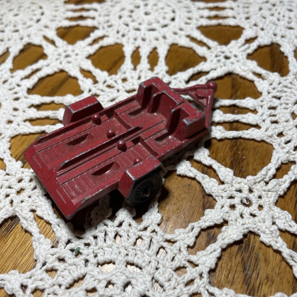 Vintage Mid-Century TootsieToy Metal Diecast 1969 Red Motorcycle Trailer